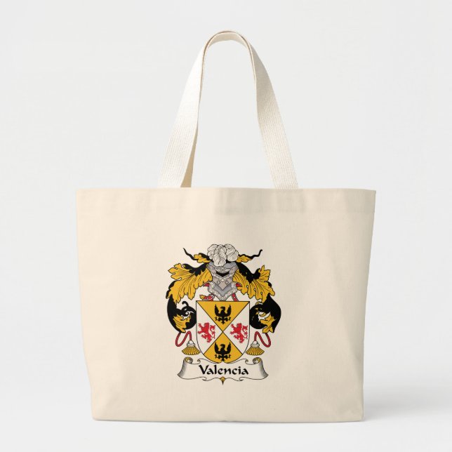 Valencia Family Crest Large Tote Bag (Front)