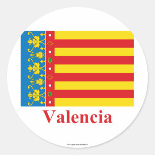 Valencia flag with name classic round sticker