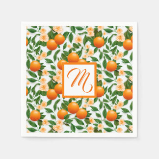 Valencia Orange Blossom Monogram Napkin
