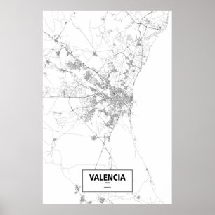 Valencia, Spain (black on white) Poster