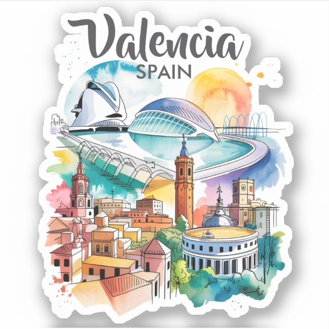 Valencia Spain Cityscape Watercolor Travel Custom (Front)