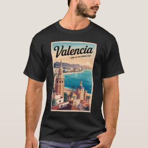 Valencia Spain Coast Illustration Travel Art Retro T-Shirt