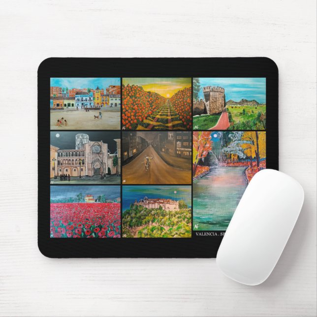 Valencia Spain Collage Painting by Alfred Fox Mouse Pad (With Mouse)