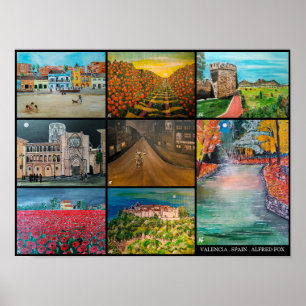 Valencia Spain Collage Painting by Alfred Fox Poster