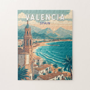 Valencia Spain Illustration Travel Art Vintage Jigsaw Puzzle