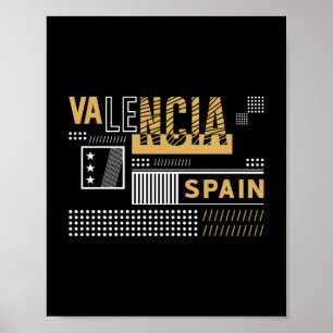 Valencia Spain Modern Typography Travel Design Poster