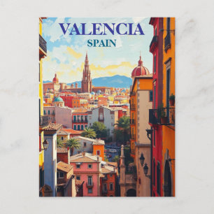 Valencia Spain Travel Art Vintage Postcard