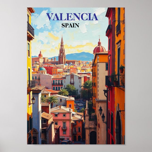 Valencia Spain Travel Art Vintage Poster (Front)
