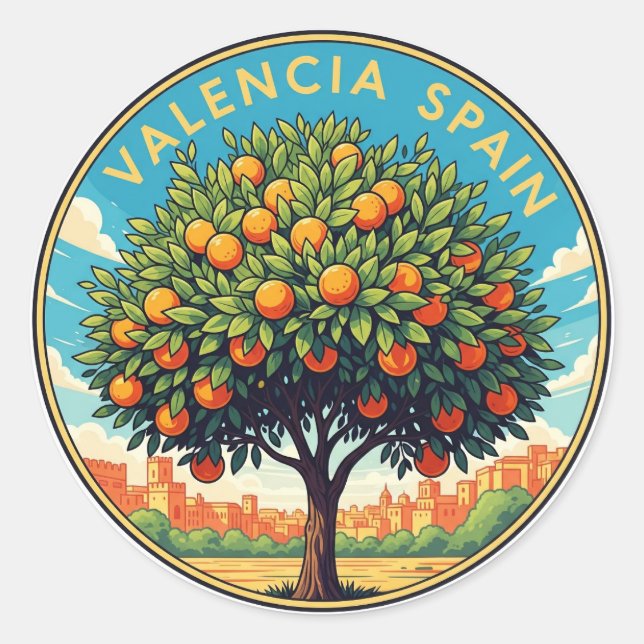 Valencia Spain Travel Classic Round Sticker (Front)