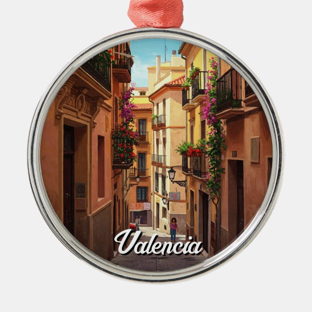 Valencia Spain Travel Metal Ornament (Front)