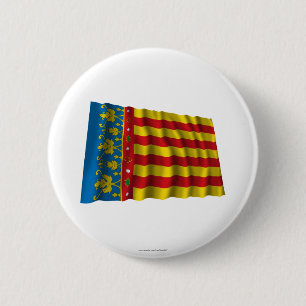 Valencia waving flag 6 cm round badge