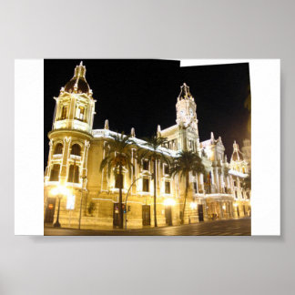 Valencia White Lights Building Poster