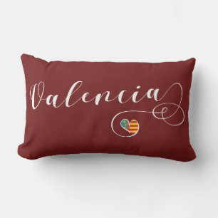 Valencian Flag Heart, Valencia, Spain Lumbar Cushion