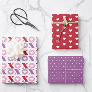 Valentien's day heart pattern wrapping paper sheet