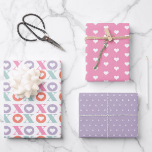 Valentien's day heart pattern wrapping paper sheet