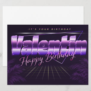 Valentin Name Vorname lila retro Karte Geburtstag Card