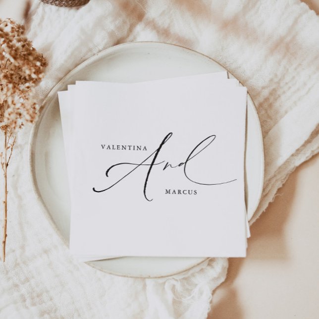 VALENTINA Chic Elegant Calligraphy Script Wedding Napkin (Creator Uploaded)
