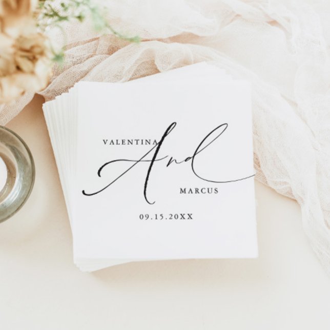 VALENTINA Chic Elegant Calligraphy Script Wedding Napkin (Creator Uploaded)