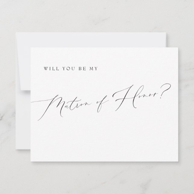 VALENTINA Classic Script Matron of Honour Proposal Invitation (Back)