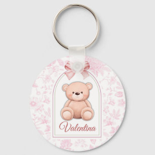 Valentina   Custom Pink Teddy Bear Nursery Design  Key Ring