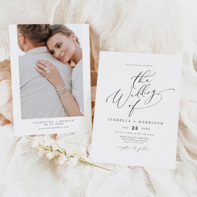 VALENTINA Elegant Minimalist Script Wedding Invitation (Creator Uploaded)