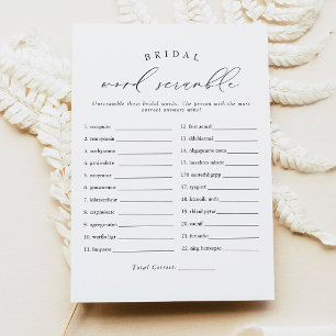 VALENTINA Elegant Script Bridal Word Scramble Game Invitation