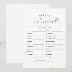 VALENTINA Elegant Script Bridal Word Scramble Game Invitation