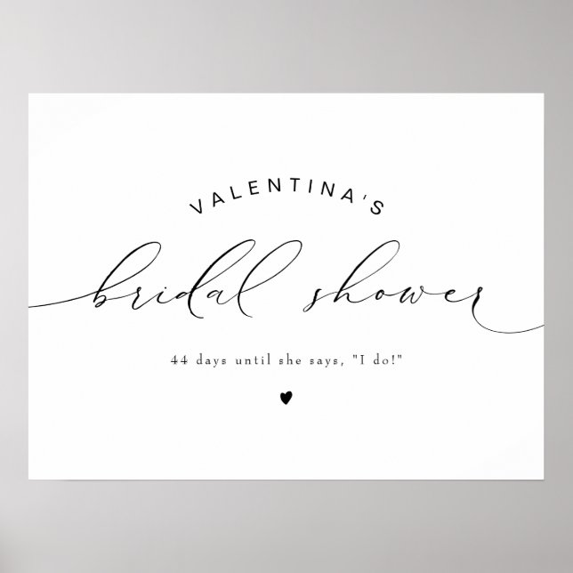 VALENTINA Modern Elegant Script Bridal Shower Poster (Front)
