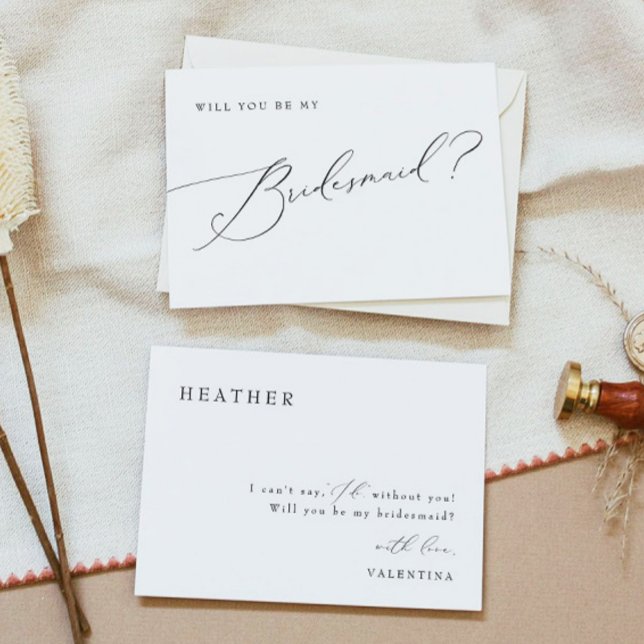 VALENTINA Whimsical Script Bridesmaid Proposal Invitation (Creator Uploaded)