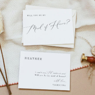 VALENTINA Whimsical Script Maid of Honour Proposal Invitation