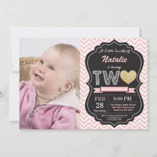 Valentine 2nd Second Birthday Little Sweetheart Invitation