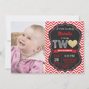 Valentine 2nd Second Birthday Little Sweetheart Invitation