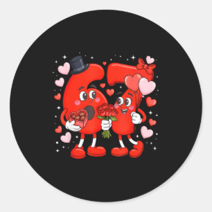 Valentine 67 Meme Funny Six Seven Love Hearts Flow Classic Round Sticker
