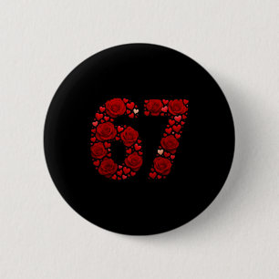 Valentine 67 Meme Rose Hearts Funny Six Seven Vale 6 Cm Round Badge