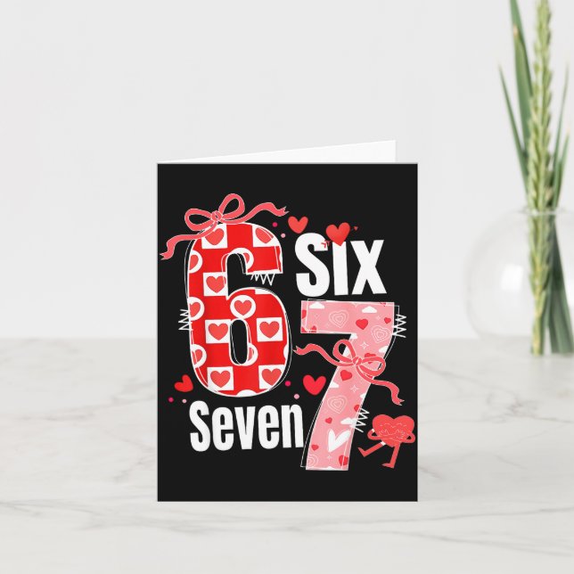 Valentine 67 Six Seven Heart Coquette Bow Valentin Card (Front)