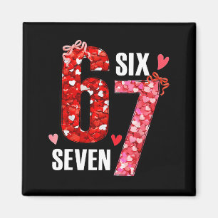 Valentine 67 Six Seven Rose Hearts Bow Valentine’s Magnet
