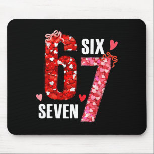 Valentine 67 Six Seven Rose Hearts Bow Valentine’s Mouse Pad