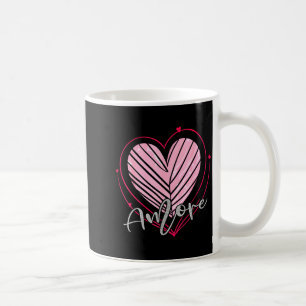 Valentine Abstract Pink Heart With The Word Amore Coffee Mug