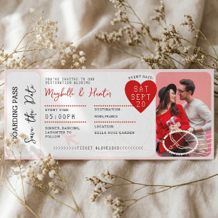 Valentine Airplane Boarding Pass Save The Date Invitation