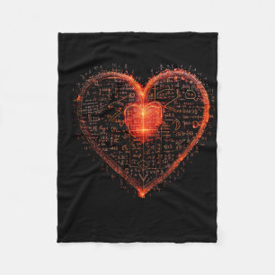 Valentine Algebra, Math, Physics, Chemistry Heart Fleece Blanket