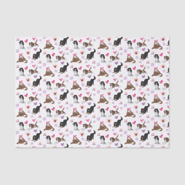 Valentine and Love Cavalier Tissue Paper (Front)