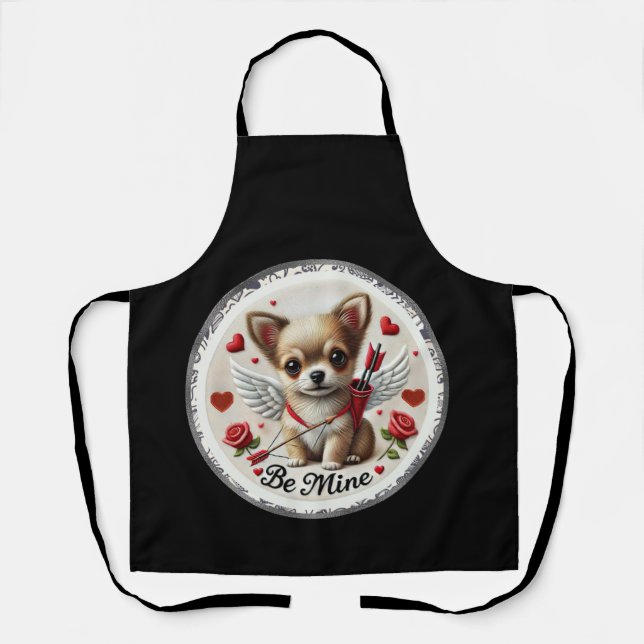 Valentine Angel Chihuahua Apron – Be Mine Kitchen  (Front)