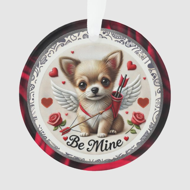 Valentine Angel Chihuahua Ornament – Be Mine  (Front)