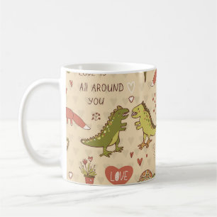 Valentine Animal Hand-Drawn Print Coffee Mug