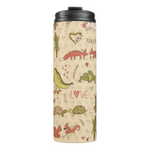 Valentine Animal Hand-Drawn Print Thermal Tumbler