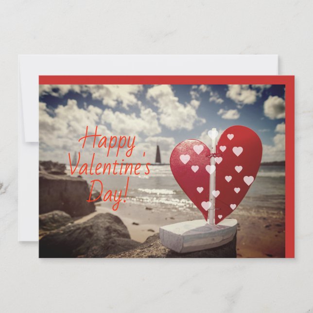 Valentine at Beach Holiday Card (Front)