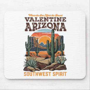Valentine, Az Southwest Desert Retro Landscape Des Mouse Pad
