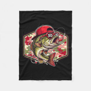 Valentine B Fishing Camo Fisherman Valentines Day Fleece Blanket