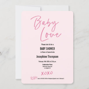 Valentine Baby Love Sweet Pink XOXO Baby shower Invitation