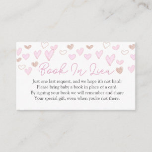Valentine Baby Shower Book In lieu insert Cards